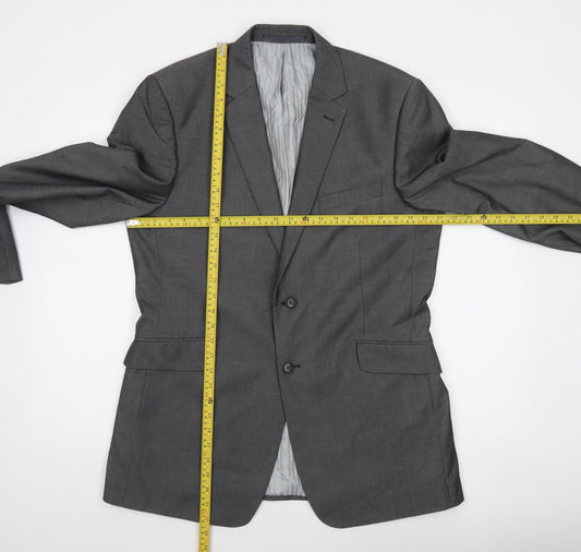 Burton Men's Grey 42R Tailored Fit Single-Breasted Blazer