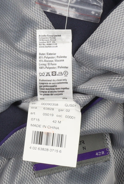 Burton Menswear London Men's Blue Slim Fit 42R Formal Blazer Jacket