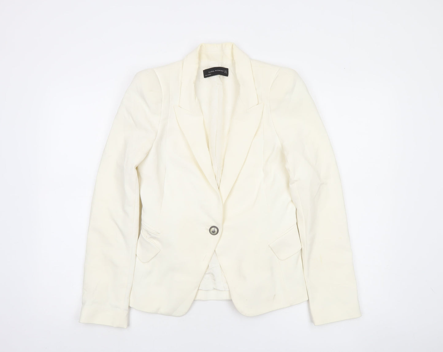 Zara Woman Ivory Single-Breasted Tailored Blazer Size S