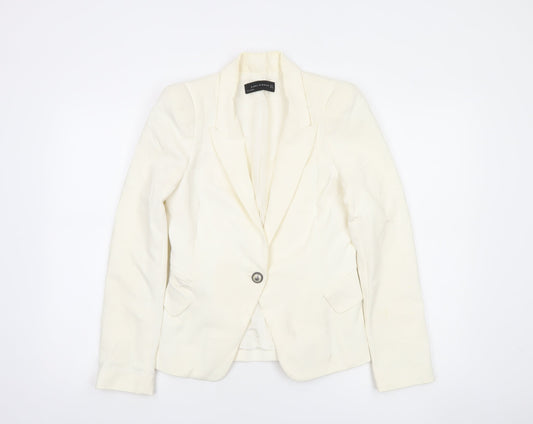 Zara Woman Ivory Single-Breasted Tailored Blazer Size S