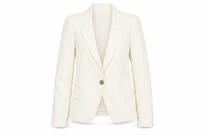 Front view of Zara Woman Ivory Single-Breasted Tailored Blazer, size S