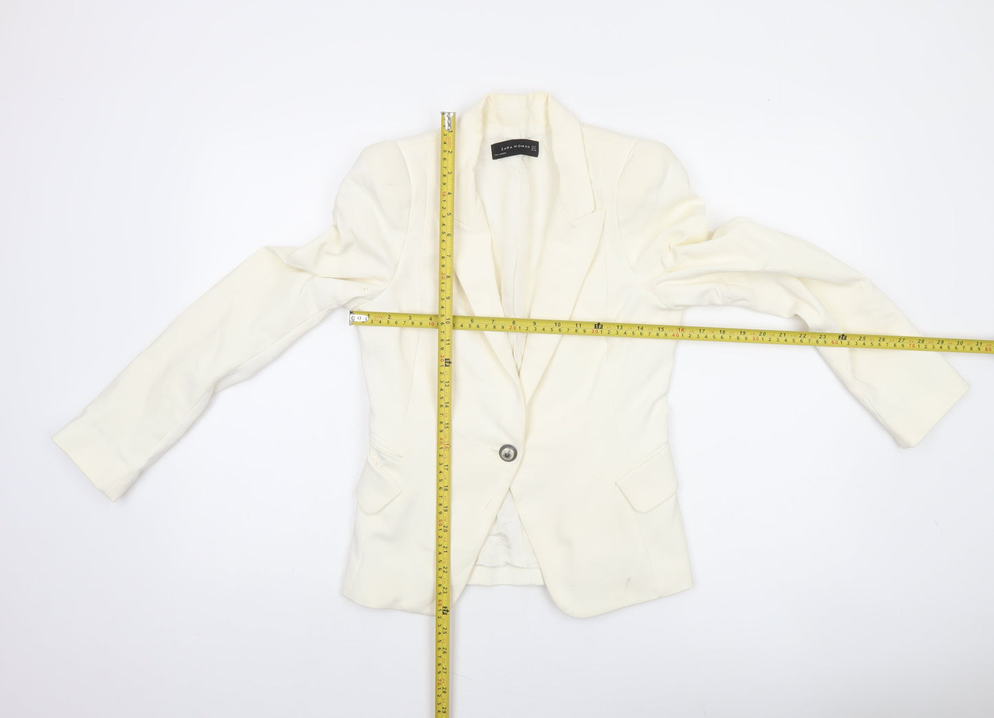 Zara Woman Ivory Single-Breasted Tailored Blazer Size S