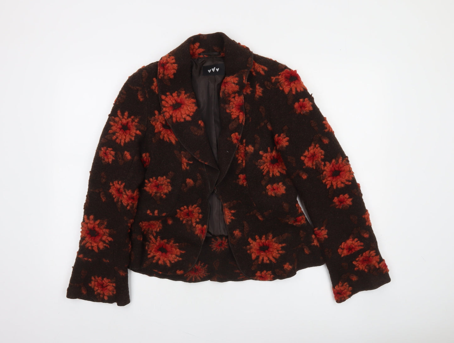 Marks and Spencer Per Una Brown Floral Wool Blazer Women Size 10