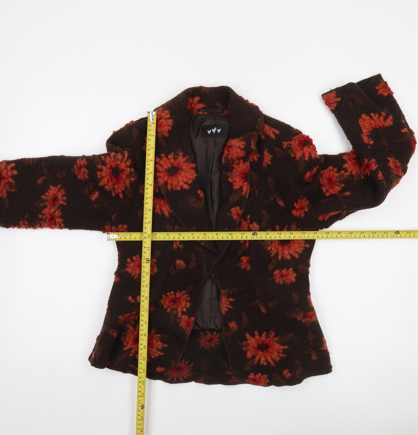 Marks and Spencer Per Una Brown Floral Wool Blazer Women Size 10