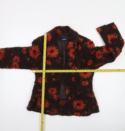 Marks and Spencer Per Una Brown Floral Wool Blazer Women Size 10