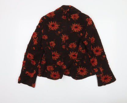 Marks and Spencer Per Una Brown Floral Wool Blazer Women Size 10