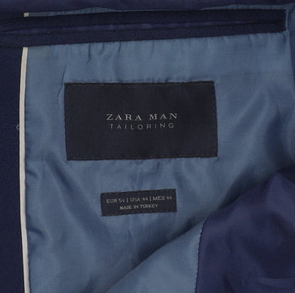 Mens UK Size 44 Zara Man Regular Blue Suit Jacket