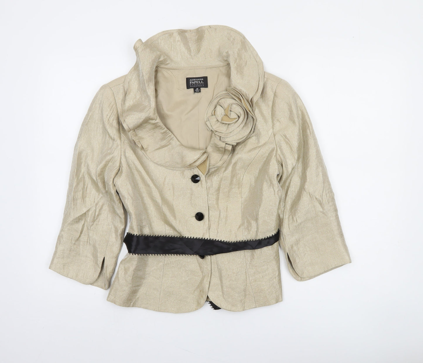 Adrianna Papell Women Beige Cropped Suit Jacket 10P Formal Lined