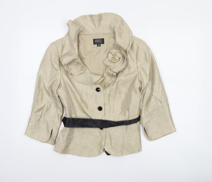 Adrianna Papell Women Beige Cropped Suit Jacket 10P Formal Lined