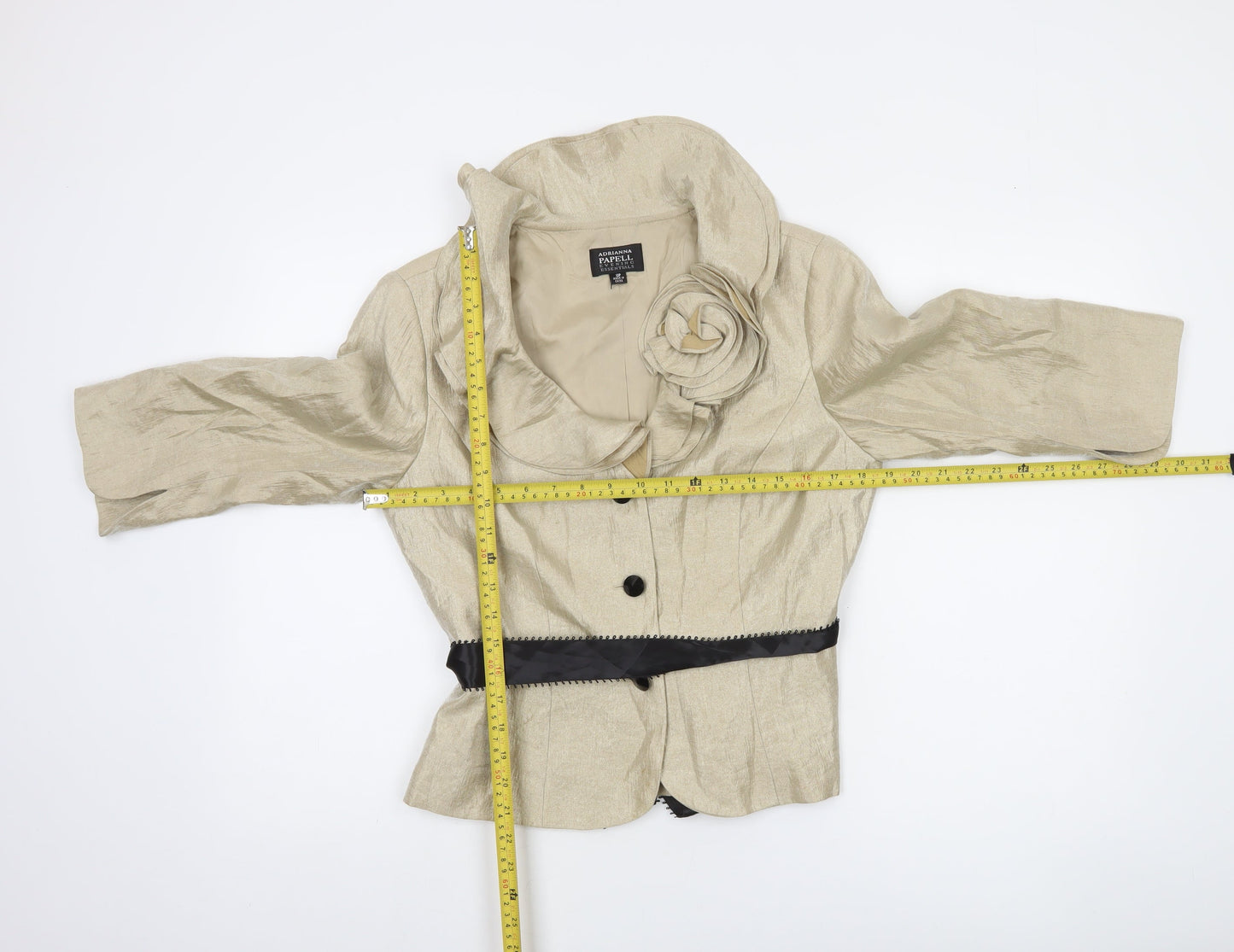 Adrianna Papell Women Beige Cropped Suit Jacket 10P Formal Lined