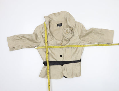 Adrianna Papell Women Beige Cropped Suit Jacket 10P Formal Lined