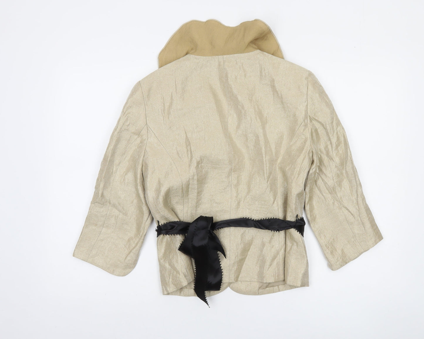 Adrianna Papell Women Beige Cropped Suit Jacket 10P Formal Lined