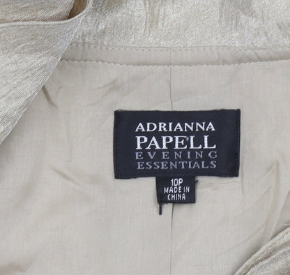 Adrianna Papell Women Beige Cropped Suit Jacket 10P Formal Lined