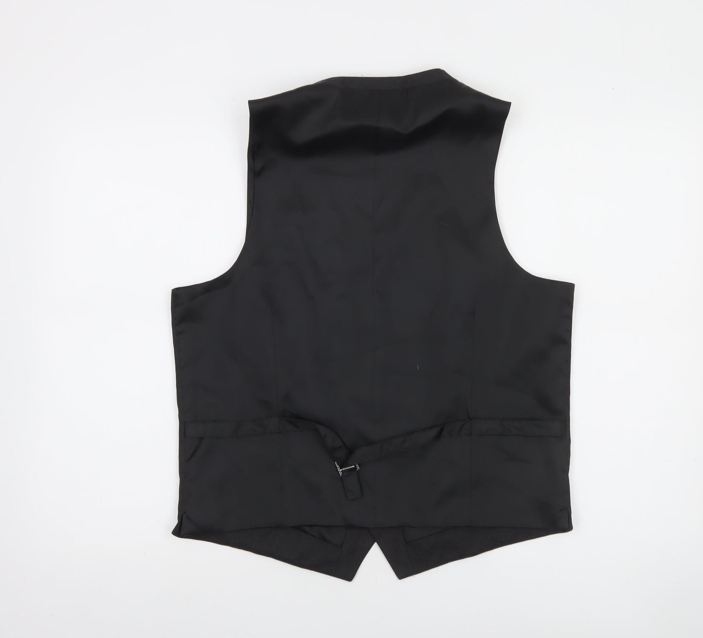 Moss Esq Mens Black Regular Fit Suit Waistcoat 40in Chest