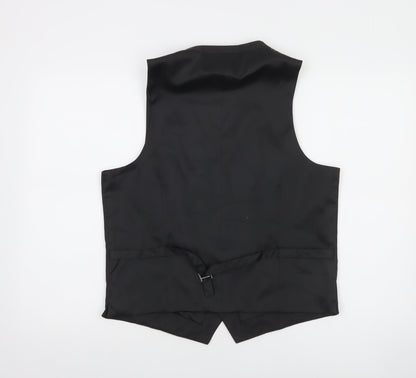 Moss Esq Mens Black Regular Fit Suit Waistcoat 40in Chest