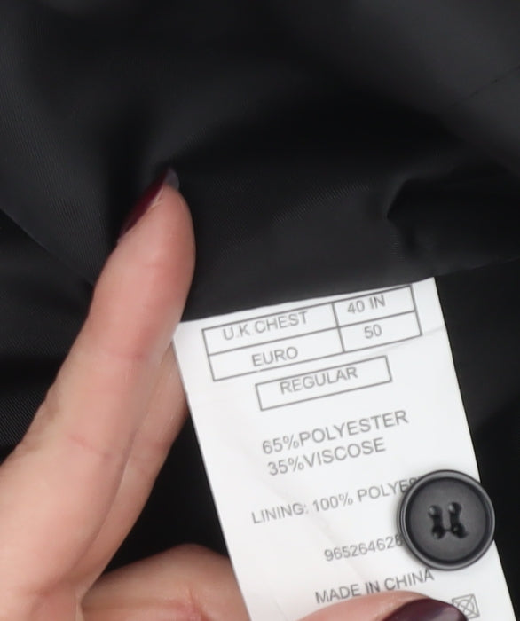 Moss Esq Mens Black Regular Fit Suit Waistcoat 40in Chest