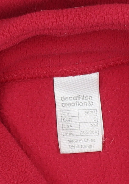 Decathlon Women Red 1/4 Zip Fleece Sweatshirt Size XS Polyester