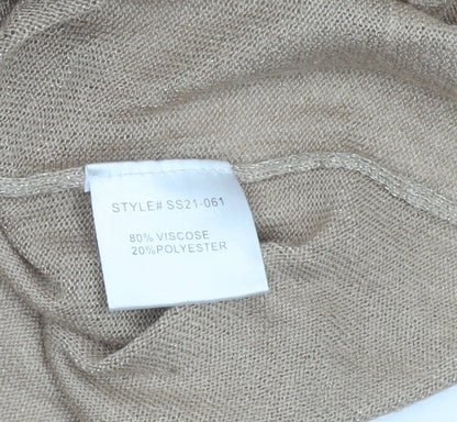 Naoise Women’s Beige V-Neck Striped Pullover Jumper Size L