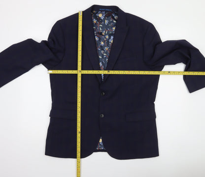 Next Men's Blue Check Wool Blend Blazer Jacket 44 Short Regular Fit