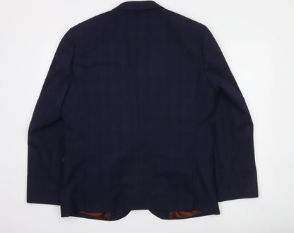 Next Men's Blue Check Wool Blend Blazer Jacket 44 Short Regular Fit