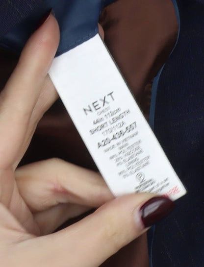 Next Men's Blue Check Wool Blend Blazer Jacket 44 Short Regular Fit