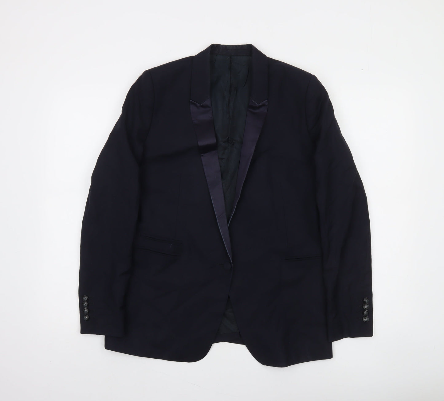 The Kooples Men's Blue 40 Slim Wool Mohair Shawl Lapel Tuxedo Jacket