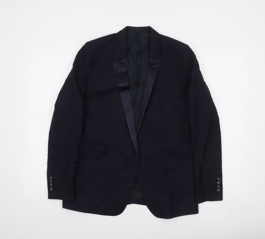 The Kooples Men's Blue 40 Slim Wool Mohair Shawl Lapel Tuxedo Jacket