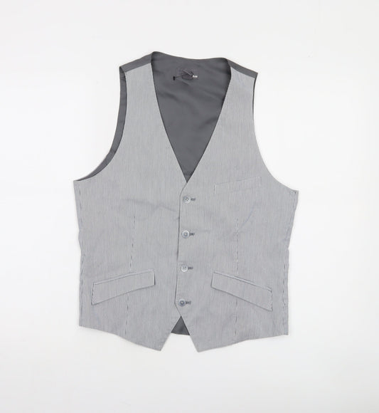 H&M Men's Grey Pinstripe Slim Fit Suit Waistcoat Size 36