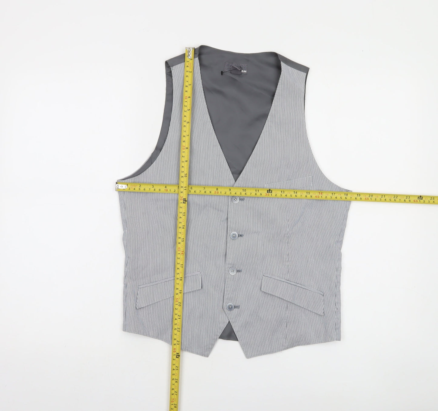 H&M Men's Grey Pinstripe Slim Fit Suit Waistcoat Size 36
