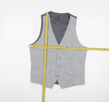 H&M Men's Grey Pinstripe Slim Fit Suit Waistcoat Size 36
