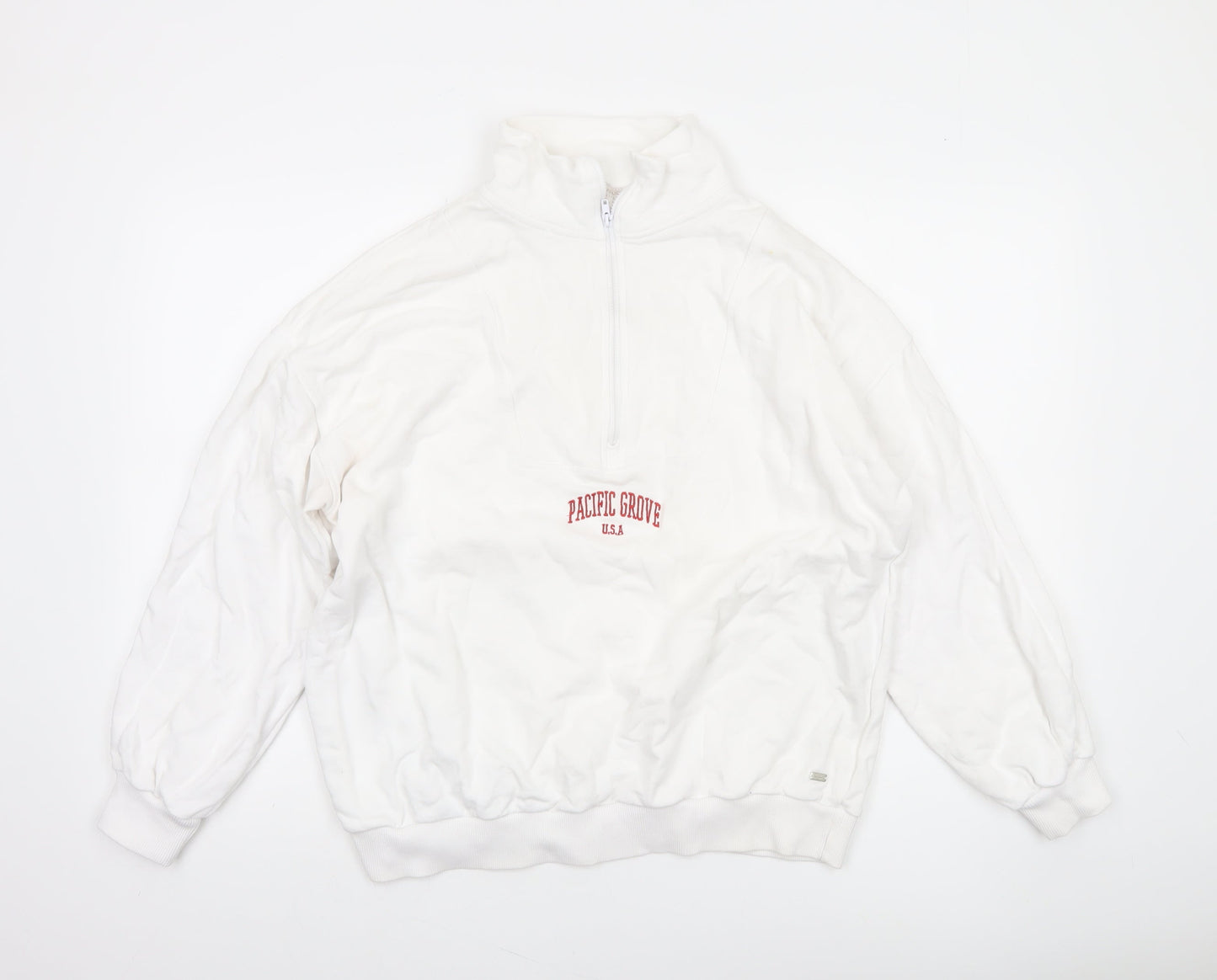 Pull&Bear Pacific Grove White 1/2 Zip Sweatshirt Women’s M Cotton Blend