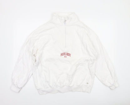 Pull&Bear Pacific Grove White 1/2 Zip Sweatshirt Women’s M Cotton Blend