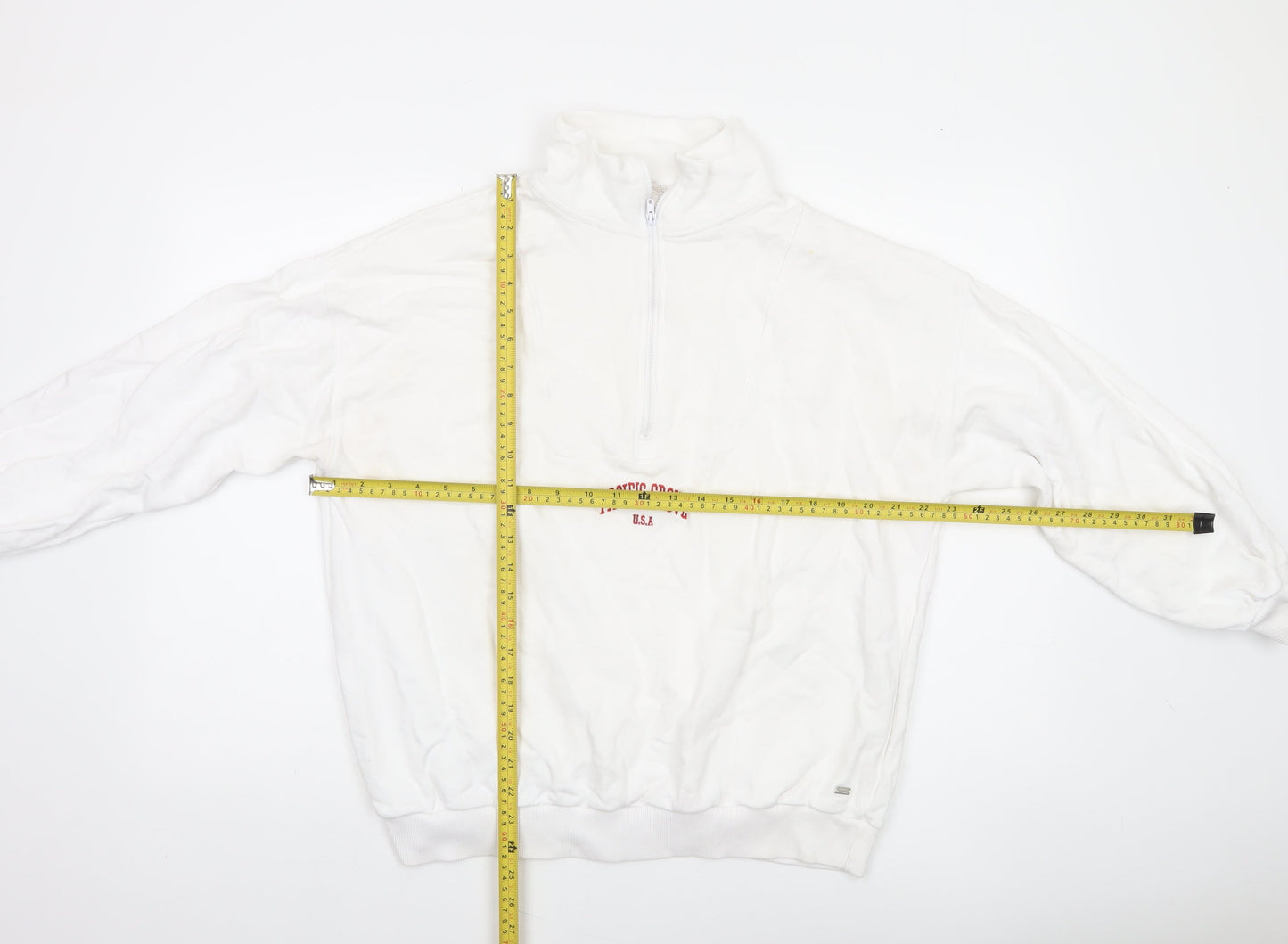 Pull&Bear Pacific Grove White 1/2 Zip Sweatshirt Women’s M Cotton Blend