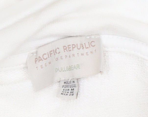 Pull&Bear Pacific Grove White 1/2 Zip Sweatshirt Women’s M Cotton Blend