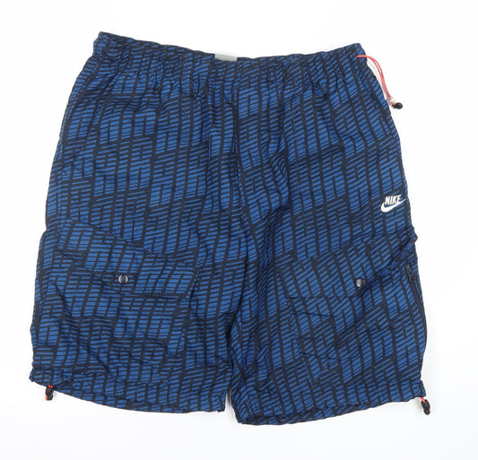 Nike Sportswear Men's Blue Cargo Shorts Size M 31/33 Elastic Waist