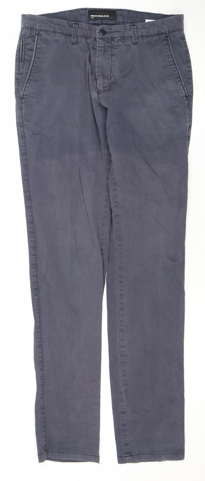Remus Uomo Men's Blue Slim Fit Chino Trousers 32L