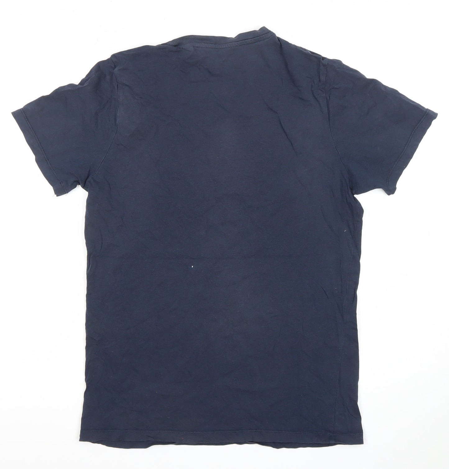 Jack & Jones Men’s Blue Graphic Logo Cotton Crew Neck T-Shirt Size M