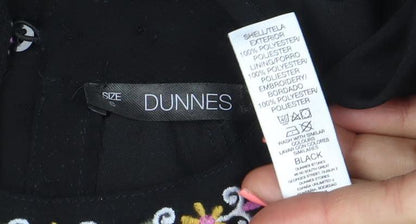 Dunnes Womens Black Embroidered Chiffon Bohemian Blouse M