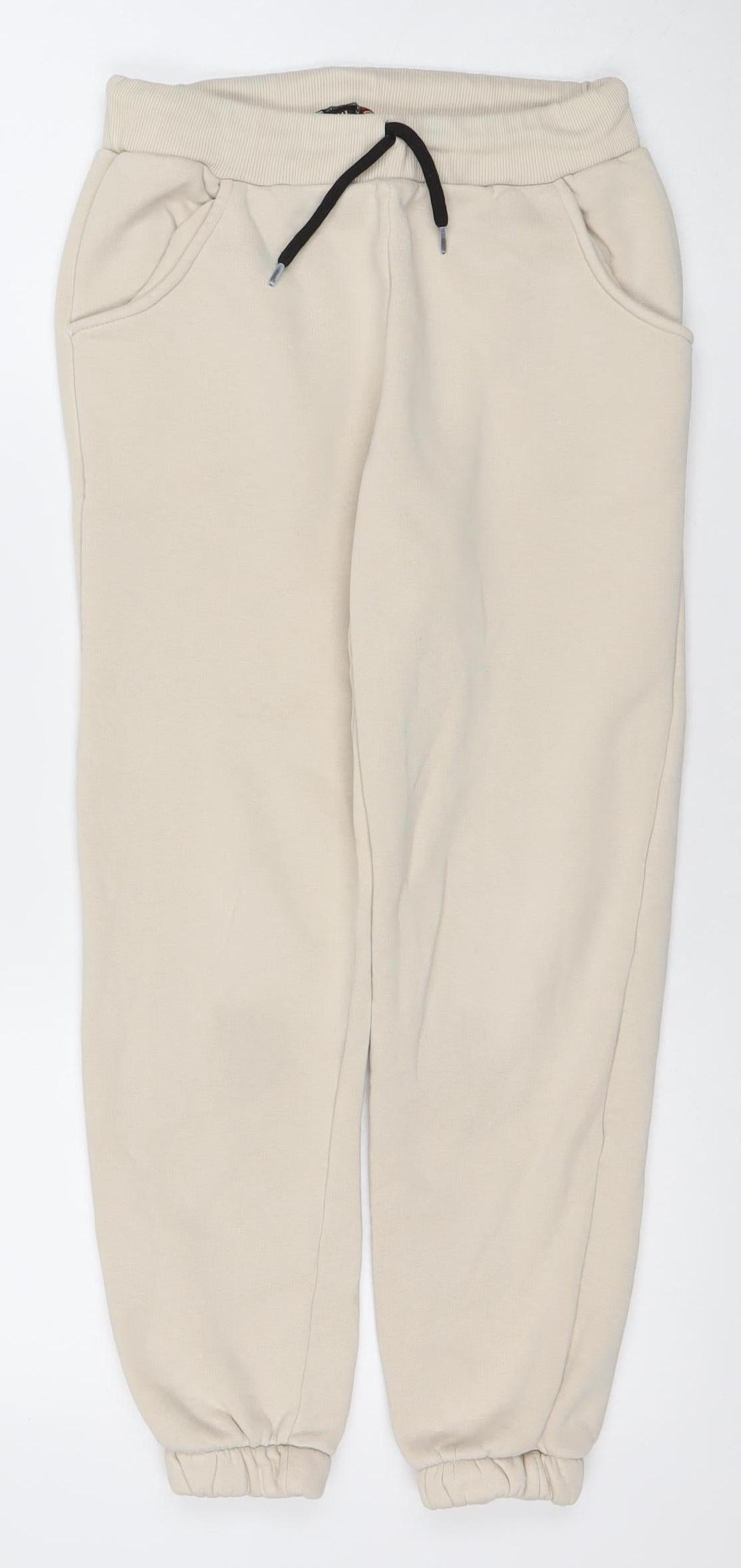 Benini Boys Beige Jogger Trousers 14 Years Cotton Blend Fleece