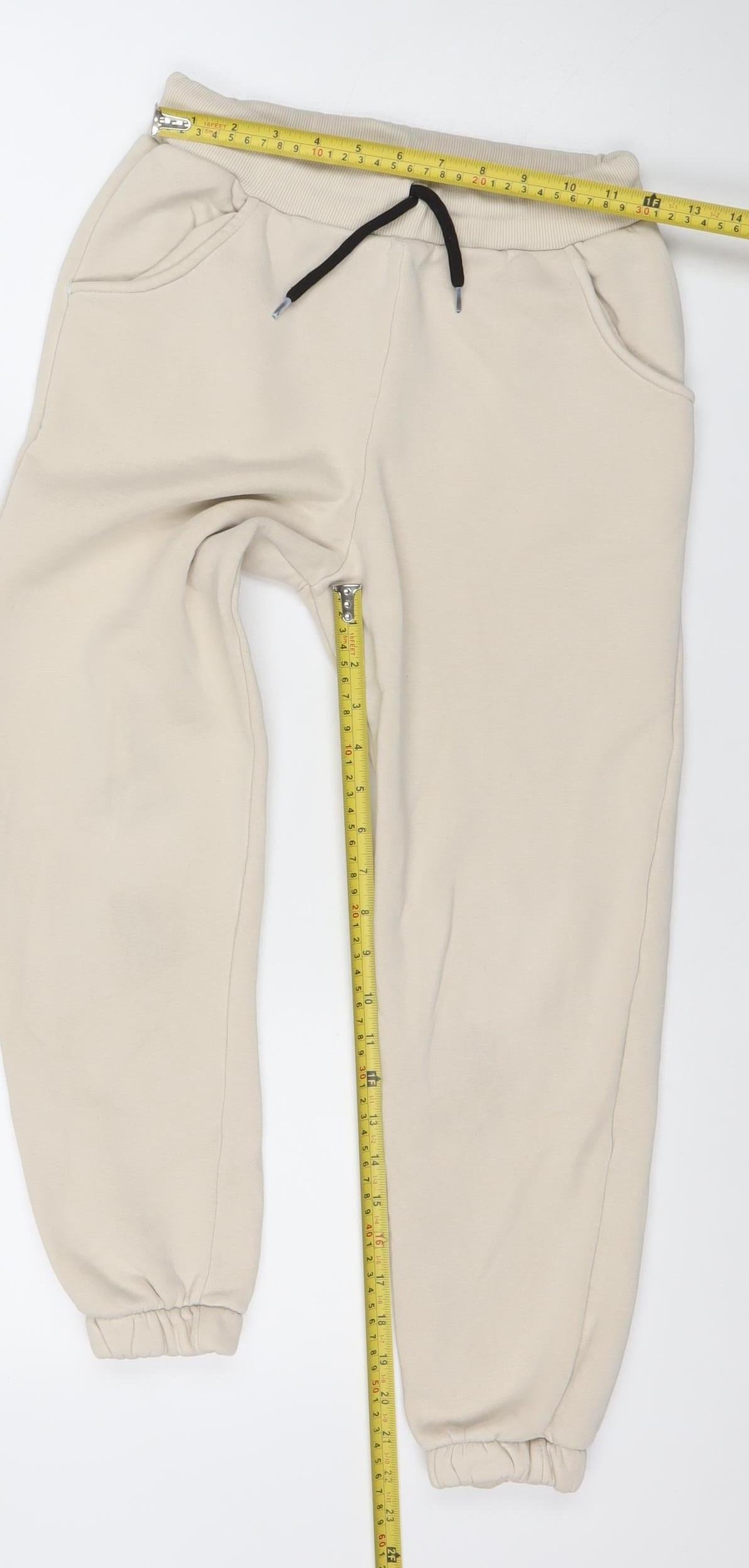 Benini Boys Beige Jogger Trousers 14 Years Cotton Blend Fleece