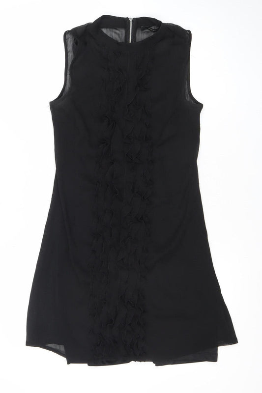 Vero Moda Women's Black Sleeveless Ruffle Shift Dress Size M
