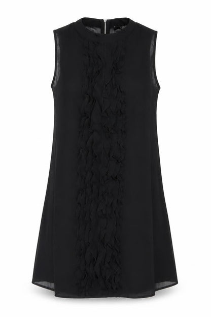 Vero Moda Women's Black Sleeveless Ruffle Shift Dress Size M