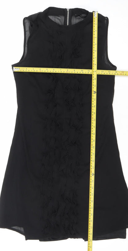 Vero Moda Women's Black Sleeveless Ruffle Shift Dress Size M