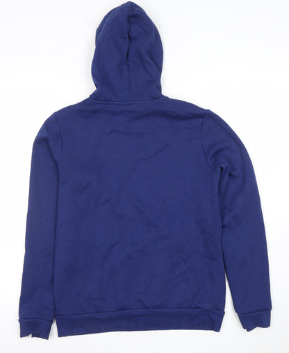 Puma Women's Blue Pullover Hoodie Size M Cotton Blend Logo Sweatshirt