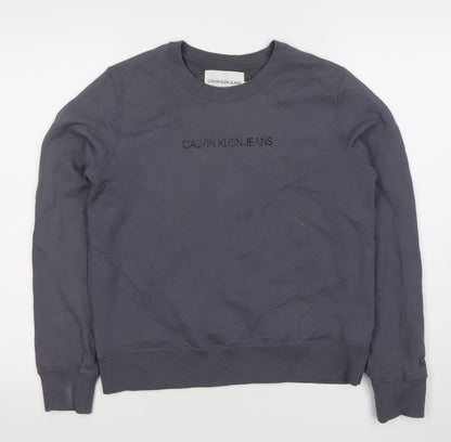 Calvin Klein Jeans Women's Grey Sweatshirt Size S Crew Neck Logo Design