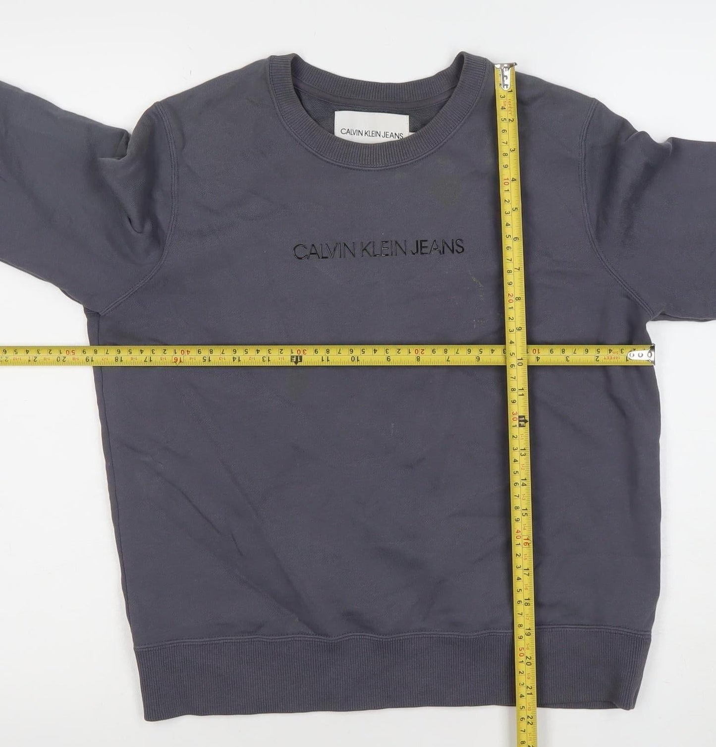 Calvin Klein Jeans Women's Grey Sweatshirt Size S Crew Neck Logo Design
