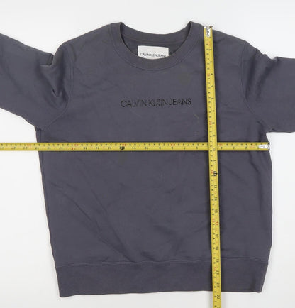 Calvin Klein Jeans Women's Grey Sweatshirt Size S Crew Neck Logo Design