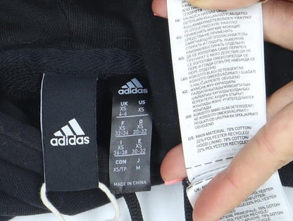 Adidas Womens Black Pullover Hoodie XS Cotton Blend Logo Sweatshirt