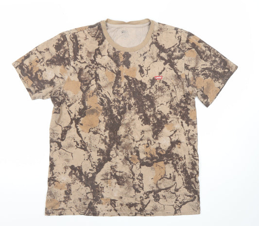 Levi's Women's Brown Camouflage Cotton Crew Neck T-Shirt Size S