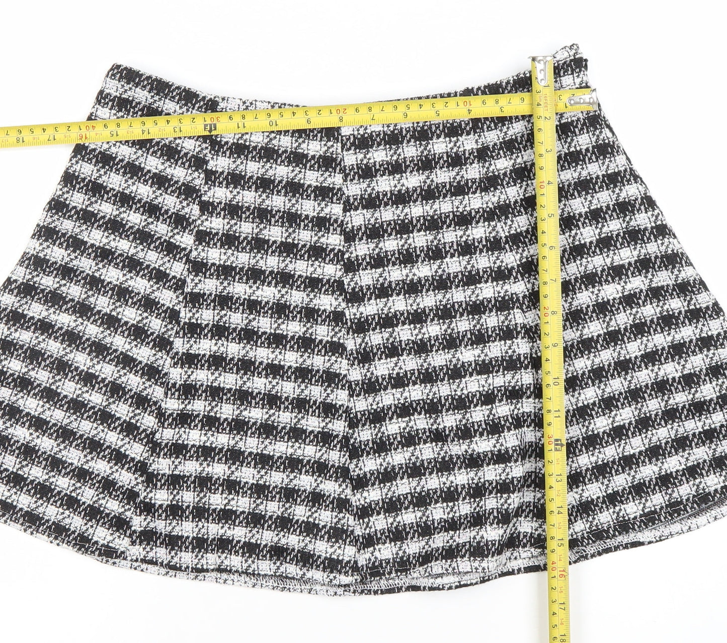 New Look Women’s Black Check A-Line Tweed Skirt Size 12